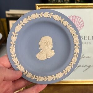 Vintage Wedgwood Blue Jasperware “William Shakespeare” small trinket dish